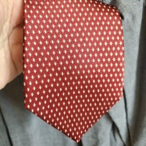 Umberto Bossi Necktie Mens Burgundy Geometric Diamond Silk Formal Business Tie